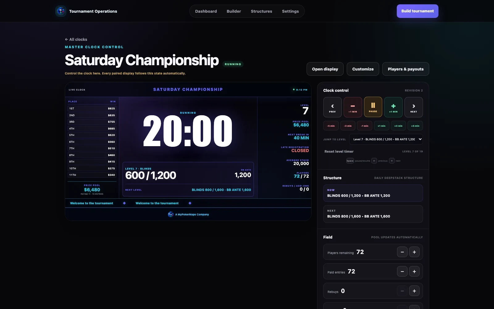 Poker Clock Pro product interface
