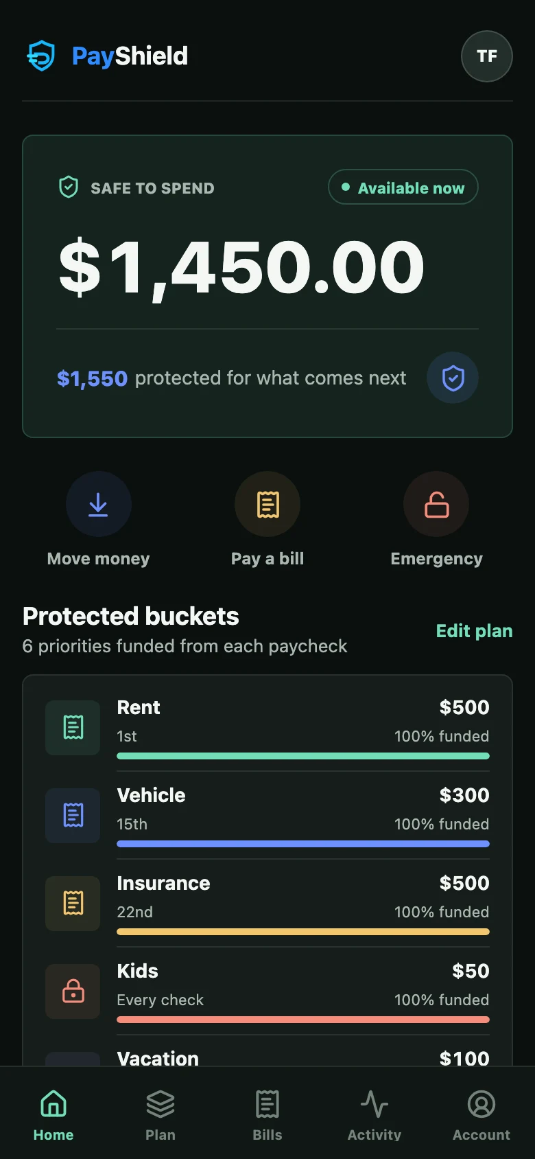 PayShield mobile interface