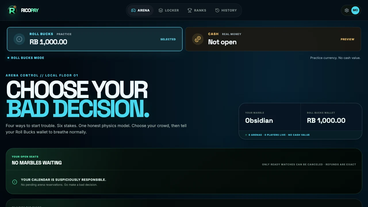 RicoPay product interface